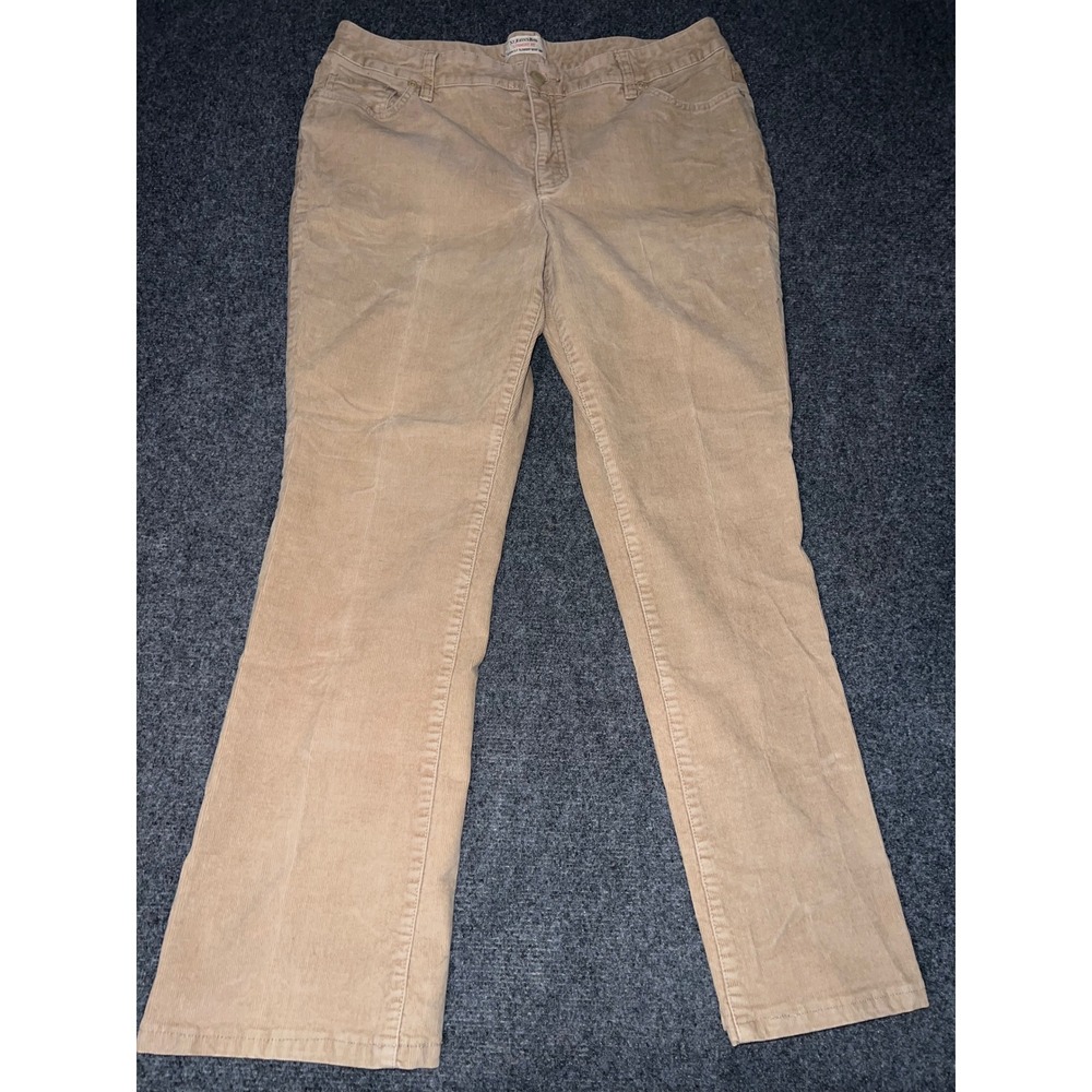 St Johns Bay Secretly Slender Bootcut Corduroy Pants Tan Beige Size 16 Average